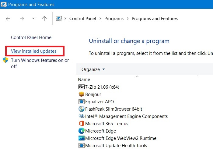 Wdf Violation Control Panel View Installed Updates