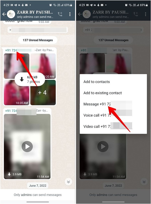 Whatsapp Message Number In Group