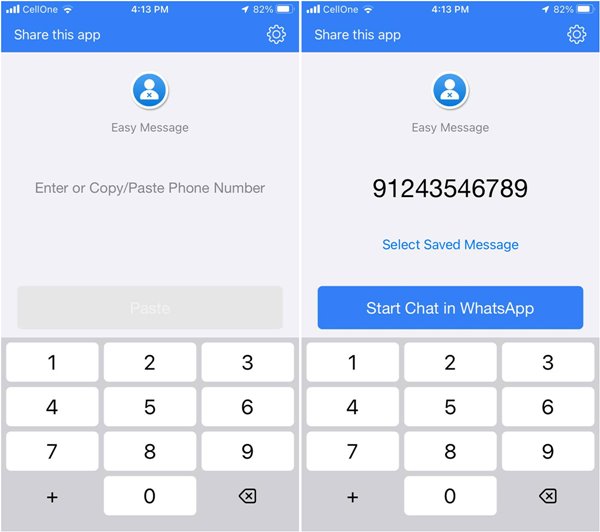 Whatsapp Send Message Using App