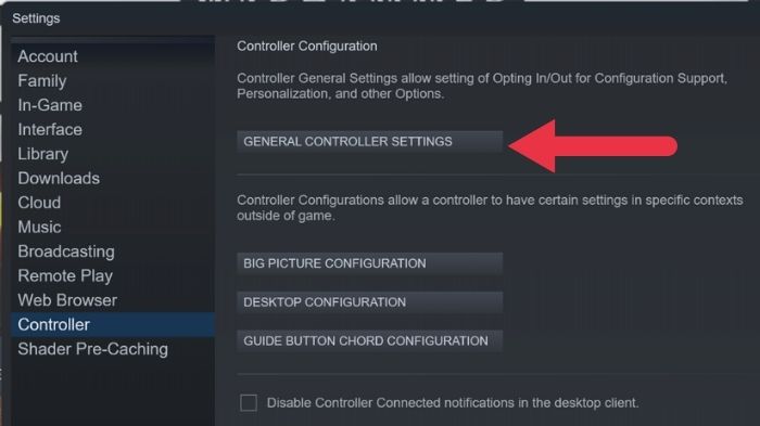 Windows Controller Steamsettings