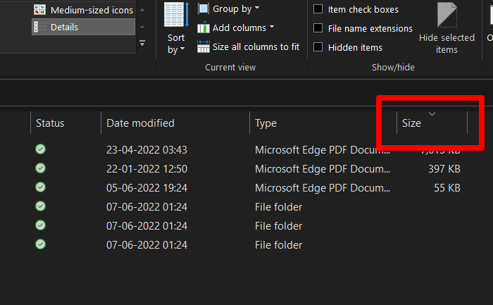 Windows File Explorer Sort