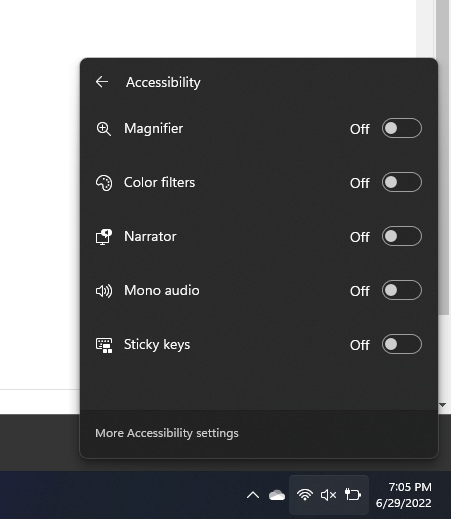 Accessibility Menu