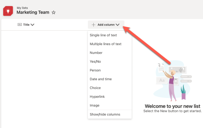 Add Columns To Customize Your List