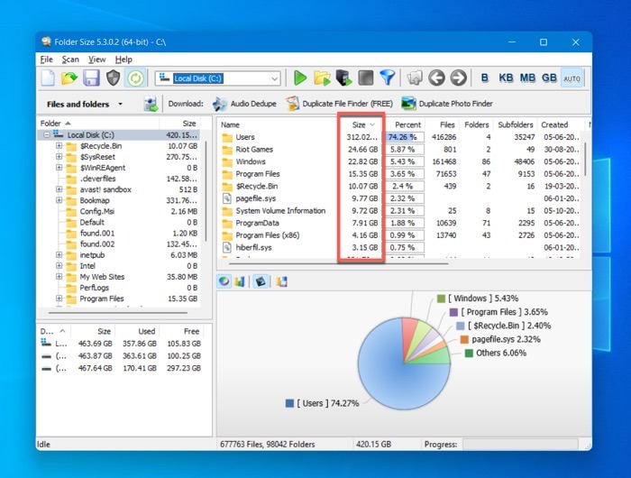 All Folders Of A Drive Sorted Folder Size