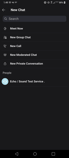 Starting a new chat in Skype.