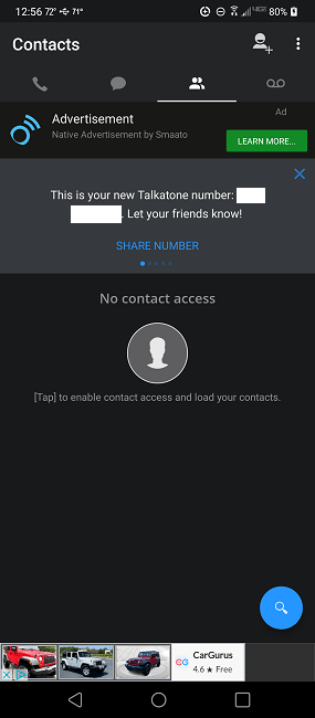 Viewing my Talkatone number