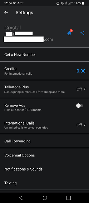 Setting up Talkatone extra settings and features.