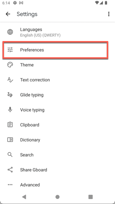 Click On Preferences