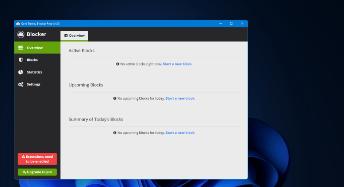 Cold Turkey Dashboard 1
