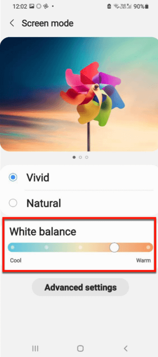 Colour Balance Display Settings