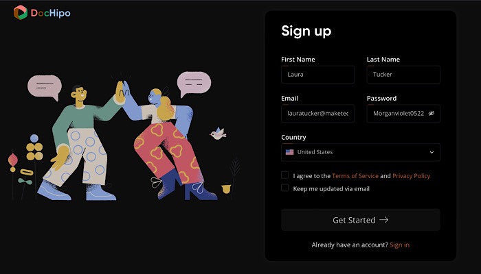 Dochipo Review Sign Up