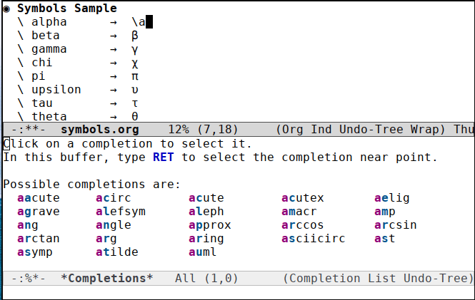 Emacs Latex 15 Symbol Tab Completion
