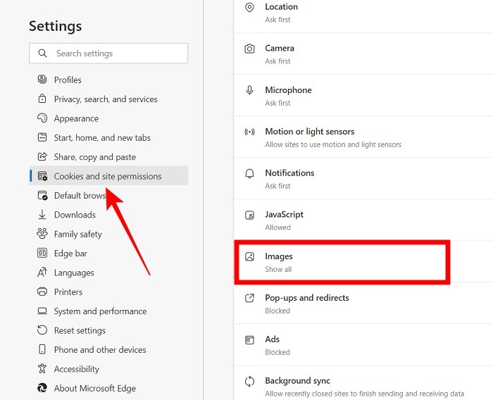 Facebook Images Not Loading Edge Cookies And Preferences