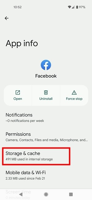 Facebook Images Not Loading Storage Cache