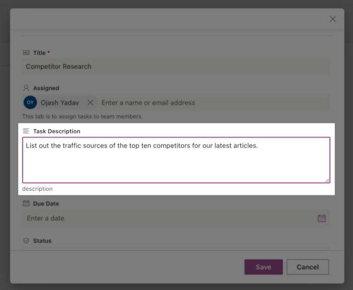 Fill In Task Description