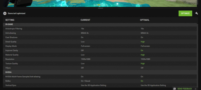 Geforce Experience Guide Optimization Effects