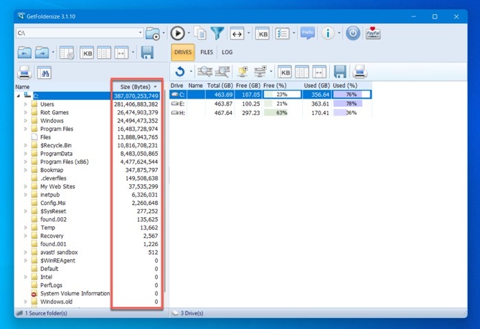 Get Folder Size Arranges All Files By Size