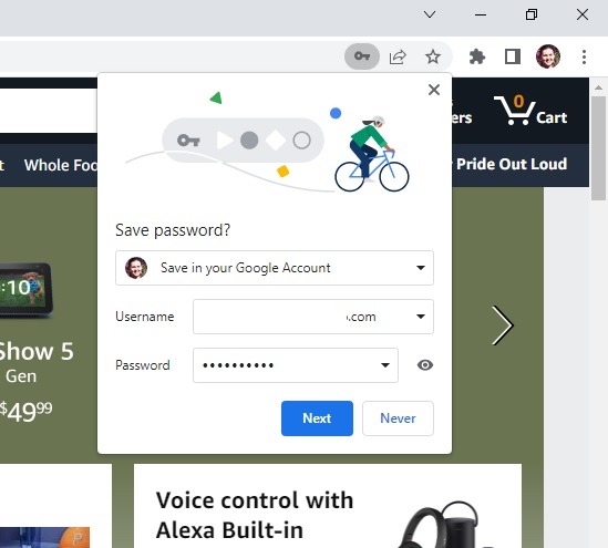 Saving a password automatically in Chrome.