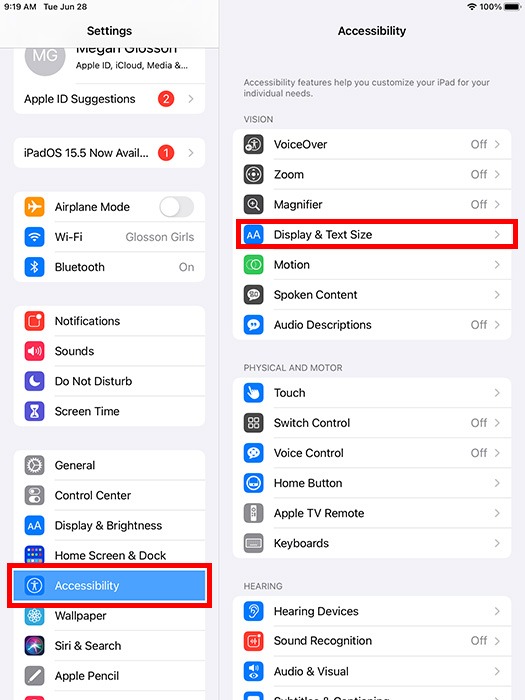 Ipad Iphone Senior Display Text Size