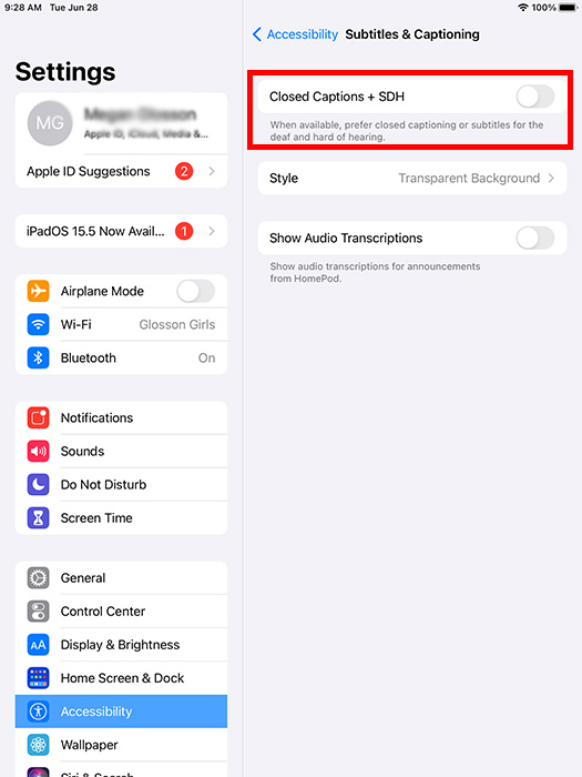 Ipad Iphone Senior Subtitles Captioning On