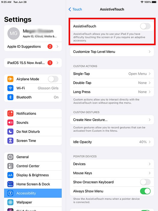 Ipad Iphone Seniors Assistive Touch Toggle