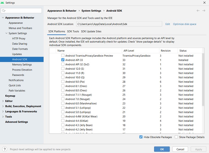 Install Android Sdk Studio Windows Sdk Manager Overview