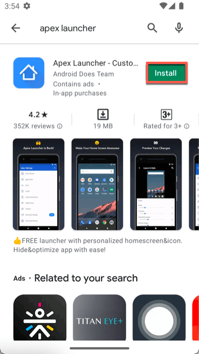 Install Apex Launcher From Play Store