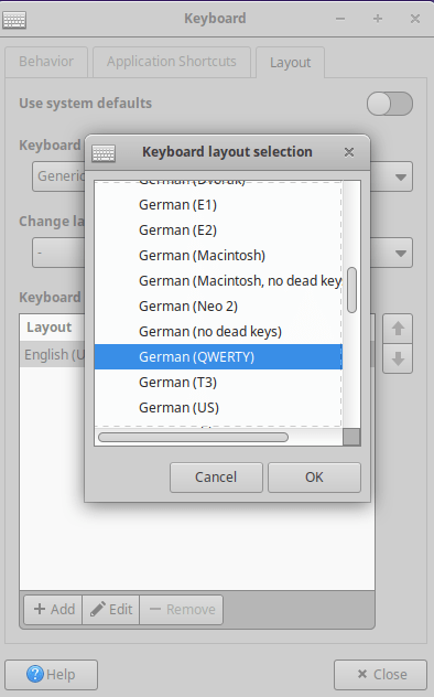 XFCE Select Keyboard Layout Keyboard Layout 07 Xfce Add Language