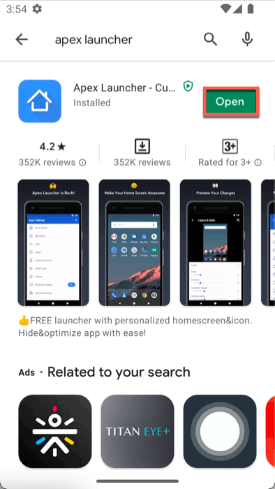 Open Apex Launcher From Play Store