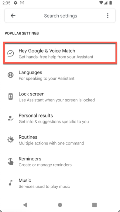 Open Hey Google Settings