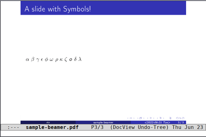 Org Beamer 13 Sample Slide With Symbols