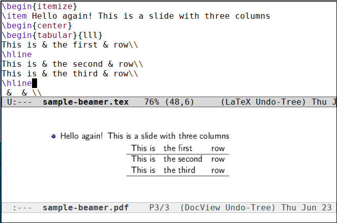 Org Beamer 18 Tex Code With Table