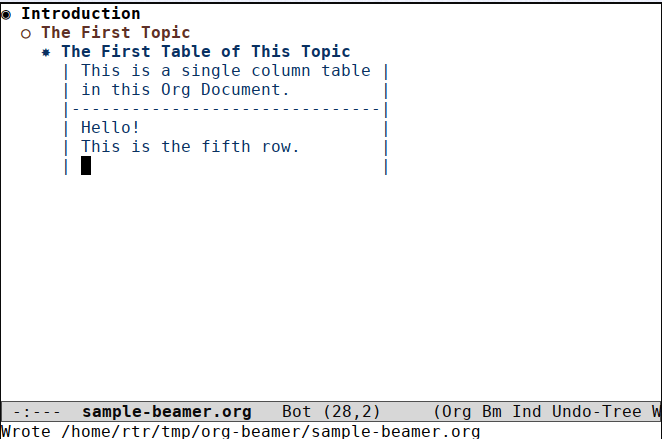 Org Beamer 19 Slide With Org Table Emacs 1