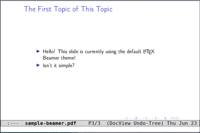 Org Beamer 21 Default Beamer Theme