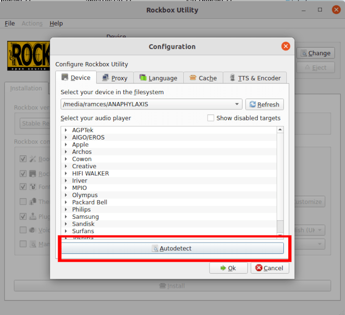 Rockbox Install Configuration Autodetect