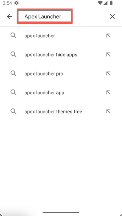Search For Apex Launcher On Play Store