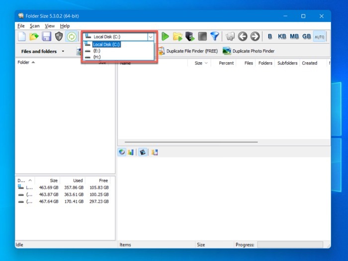 Select A Drive From The Drop Down Menu