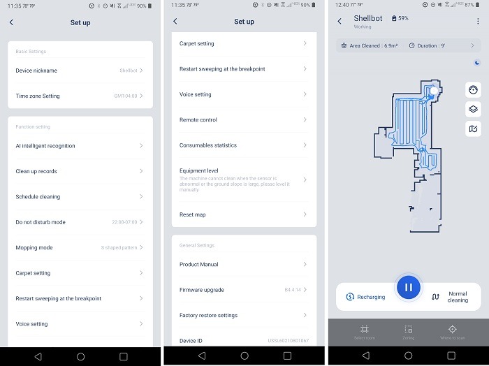 Shellbot Sl60 Robotic Vacuum Cleaner Review App Settings