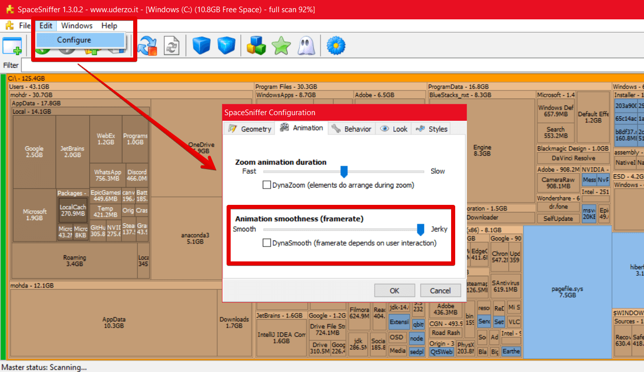 Space Sniffer Configuration