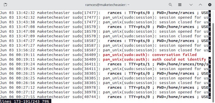 Sudo History 08 Journalctl Error Highlight
