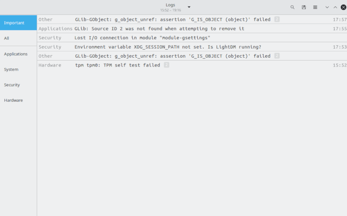 Sudo History 11 Gnome Logs Main Window