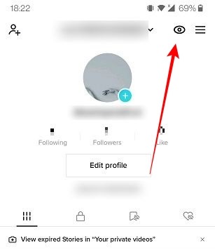 Tiktok Profile Views Eye Button