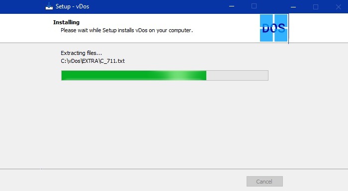 Vdos Installation Windows10 Extracting Files
