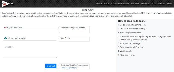 Using OpenTextingOnline to send texts online.