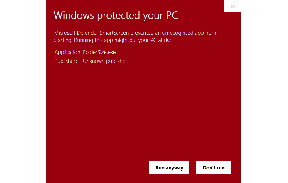 Windows Defender Security Warning