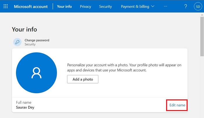 Change Account Name Edit Name