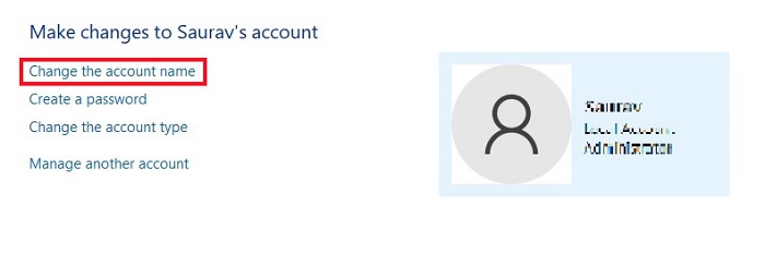Change Account Name Select Account