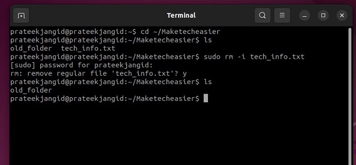 Get A Prompt Before Deleting Any File Using Rm Command