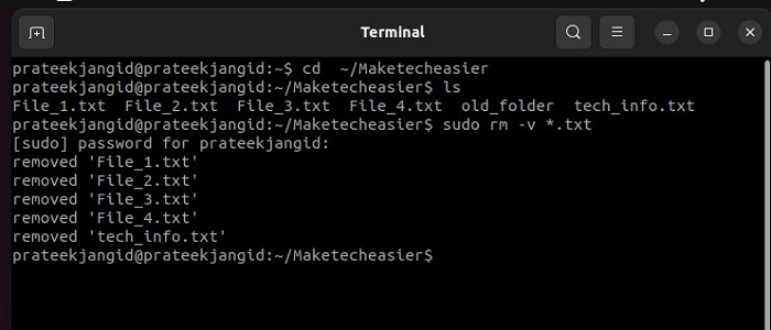 Get A Message After The successful Removal Of Files