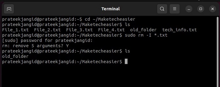 Get A Single Prompt Before Removing Multiple Files